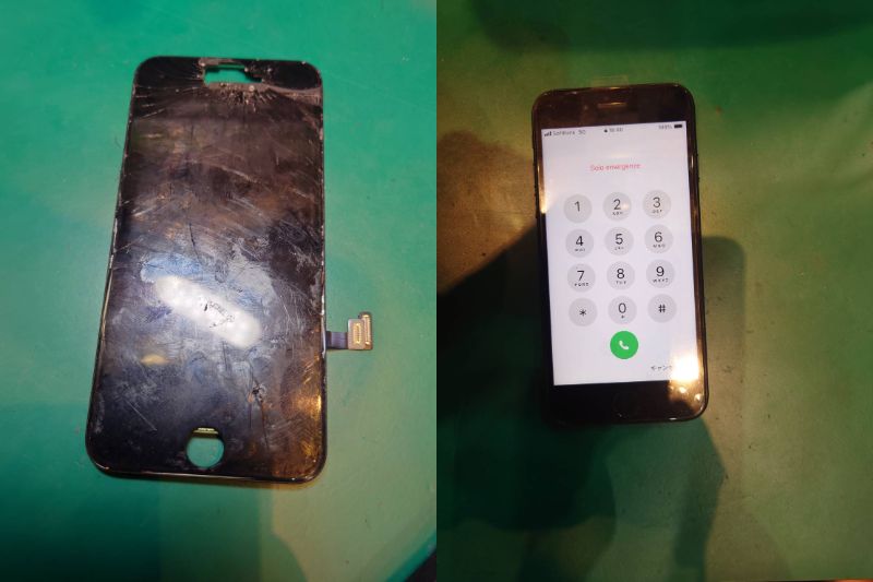 落として画面に穴が...iPhone SE3画面交換を行いました！！【スマホ修理工房荻窪タウンセブン店】